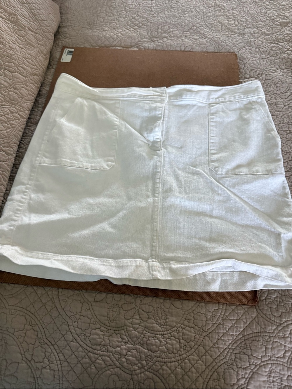 LOFT White Denim Mini Skirt with Front Patch Pockets